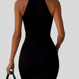 Laura - Sort Bodycon-Kjole Med Halterneck Og Lynlåsåbning