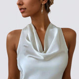 Ærmeløs top i satin