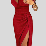 Adelai - Skulderfri Midikjole Med Slids