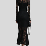 Veronika – Sort Maxikjole Med Blonder