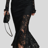 Veronika – Sort Maxikjole Med Blonder