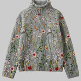 Maurine - Vintage blomstret trøje med halsudskæring 