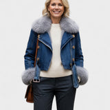 Margaux™ | Denimjakke med Faux Pelsfor