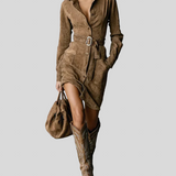 Mirna – Midi-kjole I Ruskind