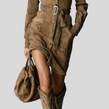 Mirna – Midi-kjole I Ruskind