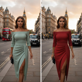 Isabelle | Elegant halterneck maxikjole med smuk, flydende pasform