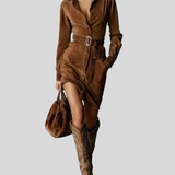 Mirna – Midi-kjole I Ruskind